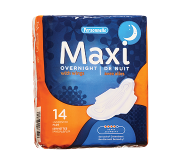 Image of product Personnelle - Maxi Overnight Pads with Wings, Unscented, 14 units