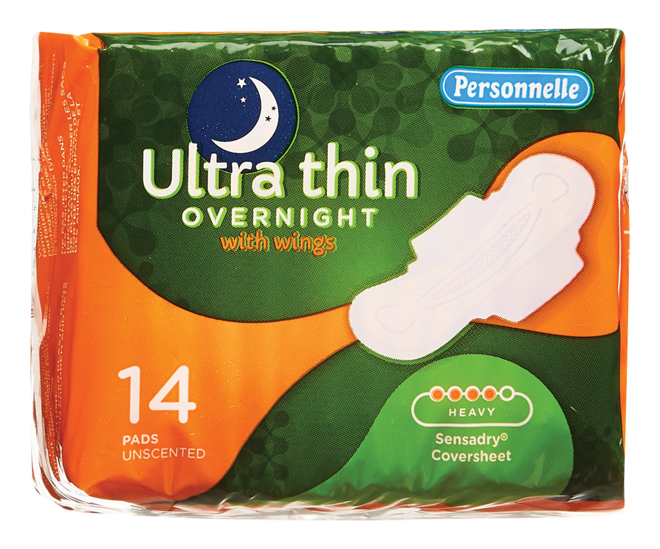 Ultra Thin Overnight Pads with Wings, Heavy, 14 units Personnelle
