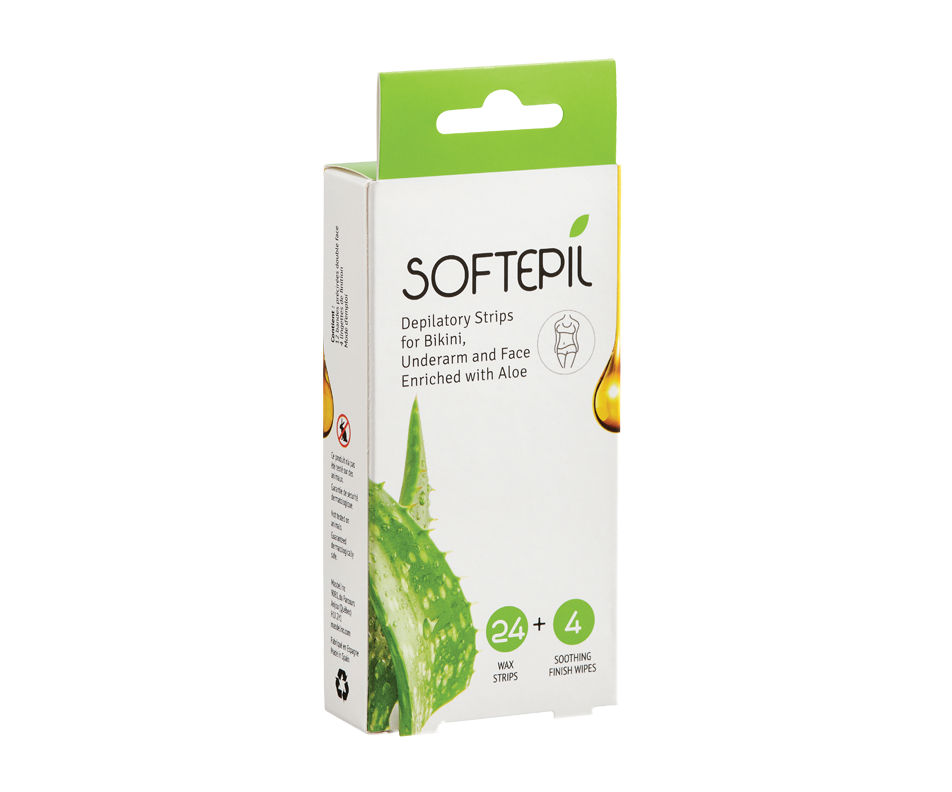 Depilatory Strips for Bikini Underarm & Face, 24 units Softepil Wax hair removal Jean Coutu