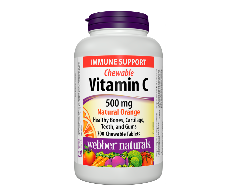 Vitamin C 500 mg Chewable Tablets, Orange, 300 units ber Naturals Vitamin C Jean Coutu