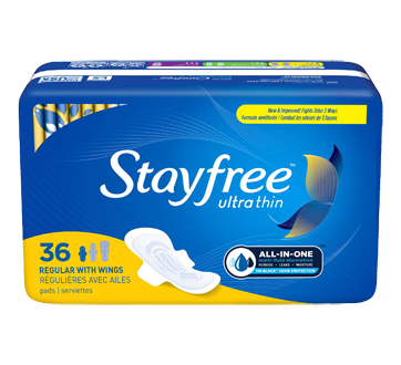 Stayfree Ultra Thin Regular Pads with Wings, 36 units
