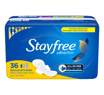 Stayfree Ultra Thin Regular Pads with Wings, 36 units