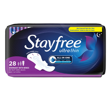 Stayfree Ultra Thin Overnight Pads with Wings, 28 units