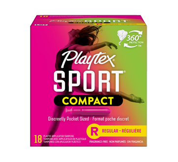 Sport Compact Athletic Tampons, Uncented, Regular , 18 units