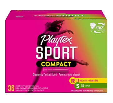 Sport Compact Athletic Tampons, Unscented, Regular & Super, 36 units