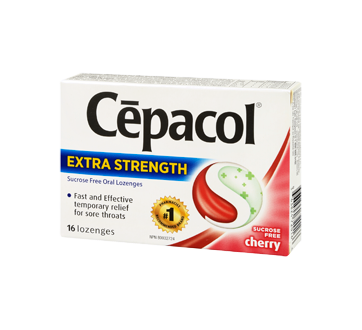 Image 1 of product Cépacol - Extra Strength Sore Throat Lozenges, Cherry, 16 units