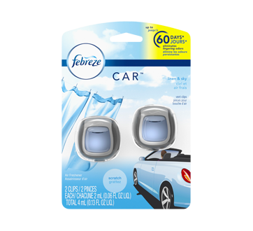Image of product Febreze - Car Vent Clips - Air Freshener, 2 x 2 ml, Linen & Sky