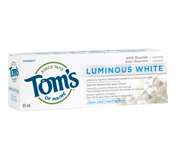 Image of product Tom's of Maine - Luminous White Clean Mint Toothpaste, 85 ml,  Clean Mint