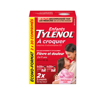 Image 2 of product Tylenol - Children's Fever & Sore Throat Pain Chewables, 2 units, Bubble Gum