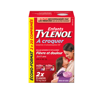 Image 2 of product Tylenol - Children's Fever & Sore Throat Pain Chewables, 2 units, Grape