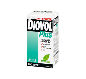 Image 1 of product Diovol - Diovol Plus Free Antiacid & Antiflatulent Chewable Tablets, 100 units, Mint