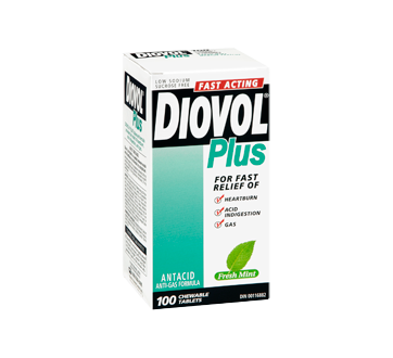Image 2 of product Diovol - Diovol Plus Free Antiacid & Antiflatulent Chewable Tablets, 100 units, Mint