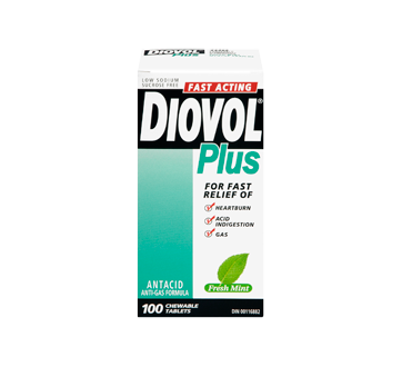 Image 3 of product Diovol - Diovol Plus Free Antiacid & Antiflatulent Chewable Tablets, 100 units, Mint