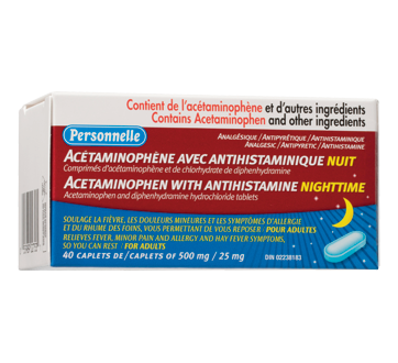 Image of product Personnelle - Acetaminophen with Antihistamine Nighttime, 40 units