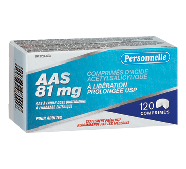 Image of product Personnelle - Acetylsalicylic Acid Tablets (ASA) 81 mg, 120 units