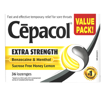 Image of product Cépacol - Sensations Sore Throat  Lozenges, Honey and Lemon, 36 units