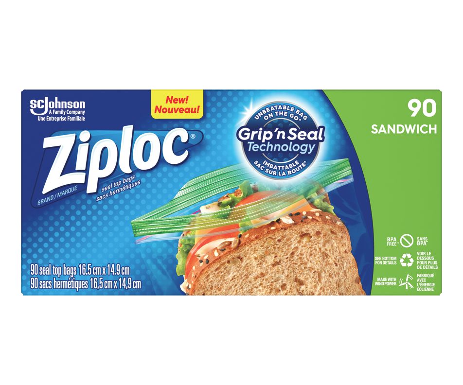 Sandwich Bags, 90 units Ziploc Food packaging Jean Coutu