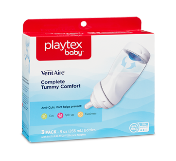 Playtex Baby BPA-Free VentAire Baby Bottles with Unique Anti-Colic Back Venting System 6 Ounce