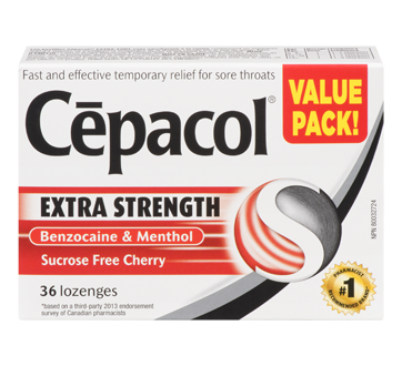 Image 1 of product Cépacol - Extra Strength Sore Throat Lozenges, Cherry, 36 units