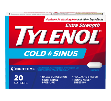 Image 1 of product Tylenol - Tylenol Cold & Sinus Extra Strength Nighttime Formula, 20 units