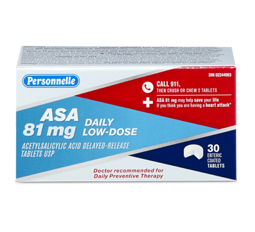 Image of product Personnelle - Acetylsalicylic Acid Tablets (ASA) 81 mg, 30 units
