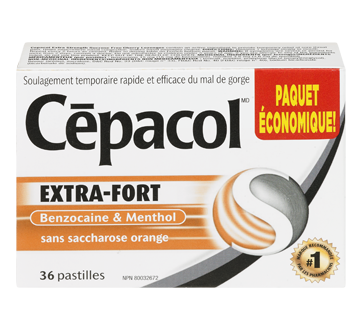 Image 2 of product Cépacol - Extra Strength Sore Throat Lozenges, Orange, 36 units