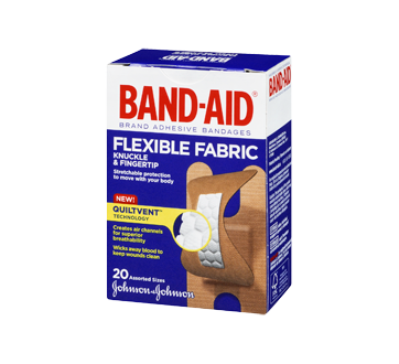 Image 3 of product Band-Aid - Flexible Fabric Knuckle and Fingertip Adhesive Bandages, Assorted Sizes, 20 units