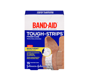 Image of product Band-Aid - Tough-Strips Finger-Care Adhesive Bandages, 15 units