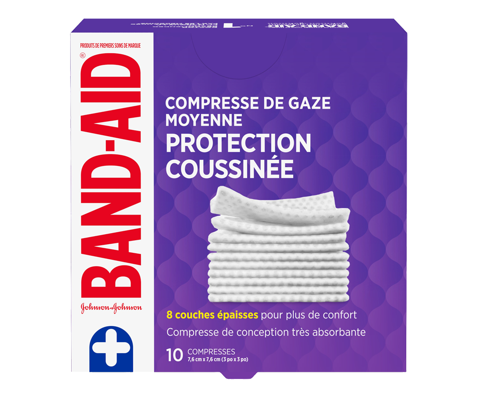 Gauze Pads, Medium, 10 units BandAid Wellness Jean Coutu