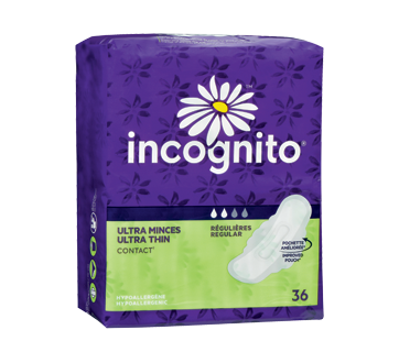 Image of product Incognito - Contact Ultra Thin Pads with Tabs, 36 units, Regular