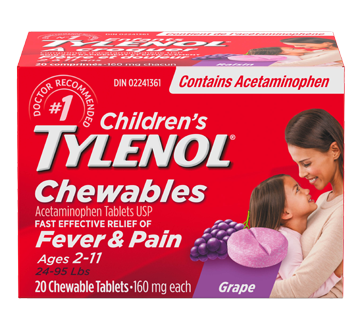 Image 1 of product Tylenol - Children's Tylenol Chewables, 20 units, Grape