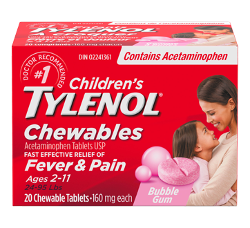 Image 1 of product Tylenol - Tylenol Children's Chewables Tablets 160 mg, 20 units, Bubble Gum