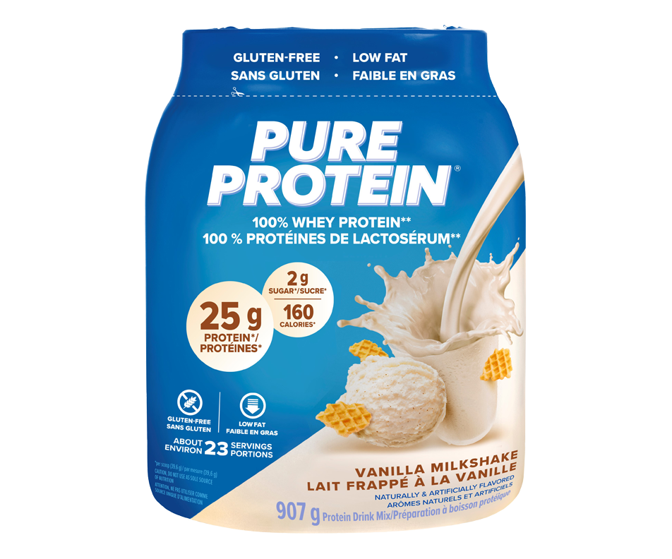 100 Whey Protein Powder, Vanilla, 907 g Pure Protein Nutritional