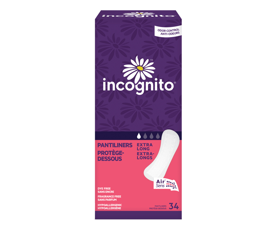 Odor Control Liners, 34 units, Extra Long Incognito Pantiliner