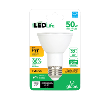 Image of product Globe Electric - LED Bulb 50W PAR20, 1 unit, Warm Light
