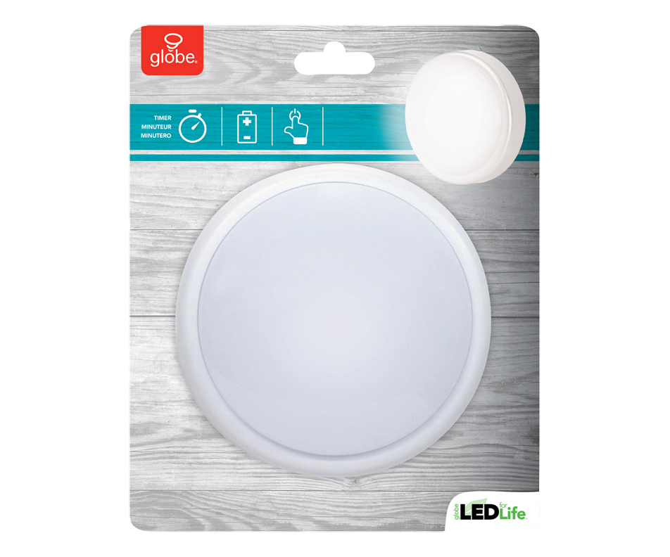 LED Push Light with Timer, 1 unit Globe Electric Light bulb Jean