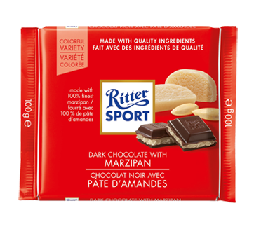 Dark Chocolate With Marzipan 100 G Ritter Sport Regular Size Jean Coutu