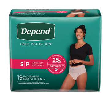 Fresh Protection Women Incontinence Underwear Maximum Absorbency, Blush -  Small, 19 units