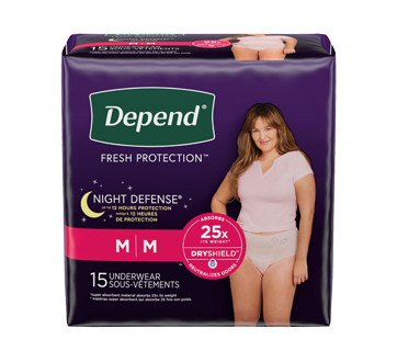 Fresh Protection Women Incontinence Underwear Overnight, Blush - Medium, 15  units – Depend : Incontinence