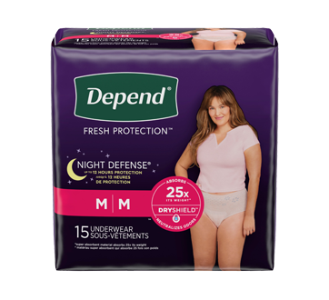 Image of product Depend - Night Defense Incontinence Overnight Underwear for Women, 15 units, Medium