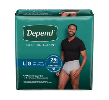 Fit-Flex Incontinence Underwear for Men, 17 units, Large, Gray