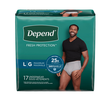 Fit-Flex Incontinence Underwear for Men, 17 units, Large, Gray – Depend ...