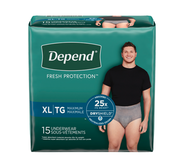 Image of product Depend - Fit-Flex Incontinence Underwear for Men, 15 units, Extra Large, Gray