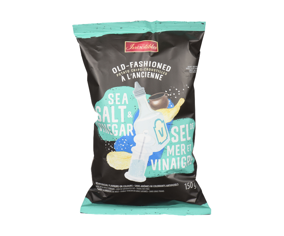 OldFashioned Potato Chips, Sea Salt & Vinegar, 150 g Irresistibles