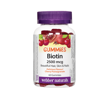 Image of product Webber Naturals - Biotin Gummies 2500 mcg, Cherry Pomegranate, 60 units