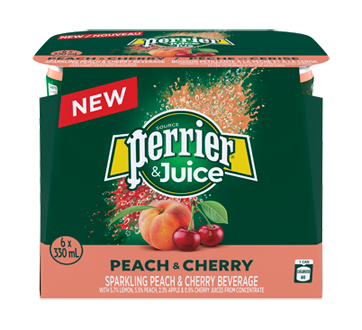 Perrier & Juice, 6 x 330 ml, Peach and Cherry