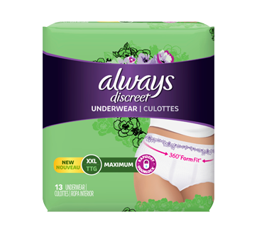Image of product Always - Discreet Incontinence Maximum Underwear for Women, 13 units, Extra Extra Large