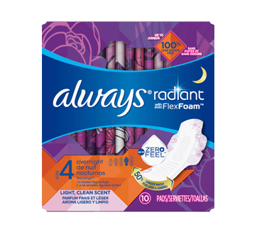 Overnight Scented Sanitary Pads With Wings, Size 4, 10 units