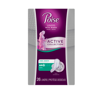 Image of product Poise - Active Collection Incontinence Liners with Wings, Light Absorbency, 26 units