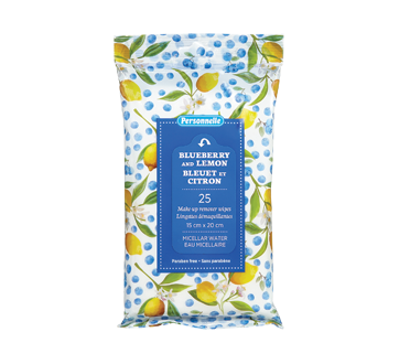 Image of product Personnelle - Make-Up Remover Wipes, 25 units, Blueberry & Lemon